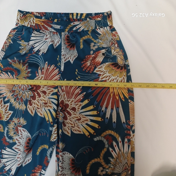 Rachel Zoe Blue and Red Wide-Leg Pants with Tropical Print Size S - Picture 11 of 13